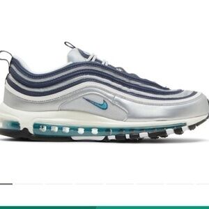 Nike Air Max 97 OG Metallic Silver Blue Sneakers. Men’s 10 & 10.5.📌read